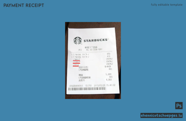 Beispiel einer Quittung der Starbucks Corporation (Vorschau)